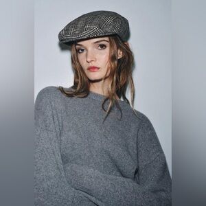 Zara Classic Wool Plaid Flat Cap - Size Small - NWT